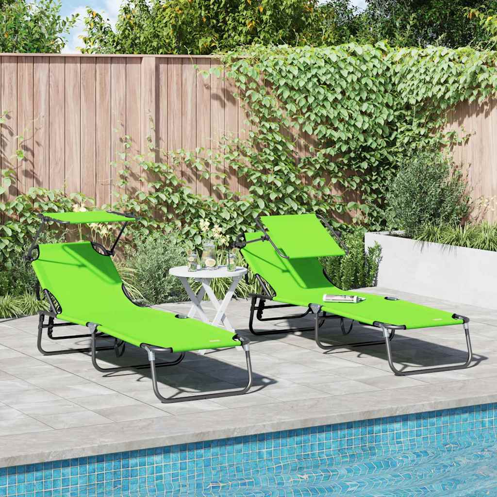 Folding Sun Lounger Oxford Green 2