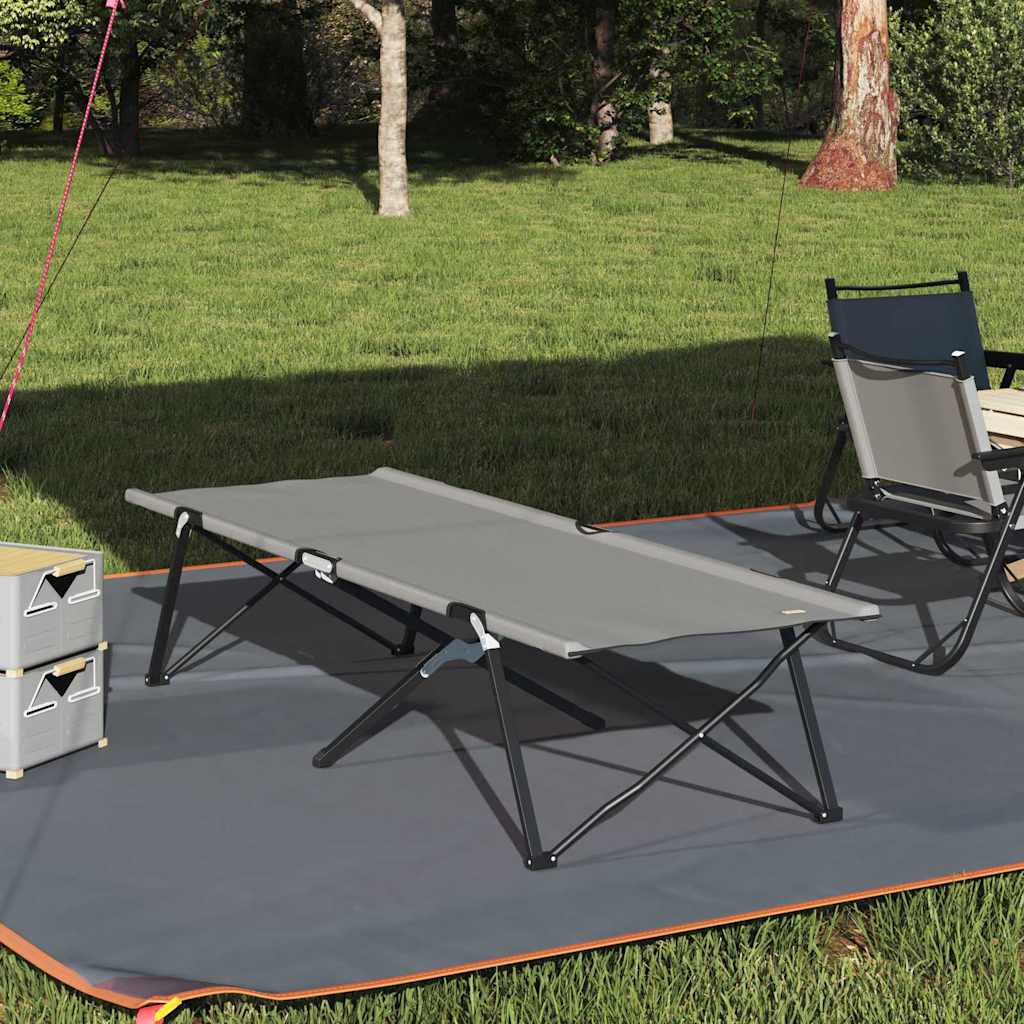 vidaXL Folding Camping Bed Grey 206 x 76 x 74 cm Oxford and Steel 1