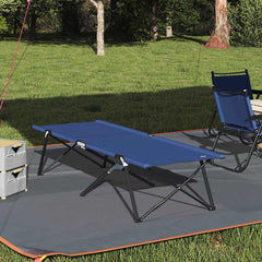 Folding Camping Bed 206 x 76 x 74 cm Oxford and Steel Blue 2