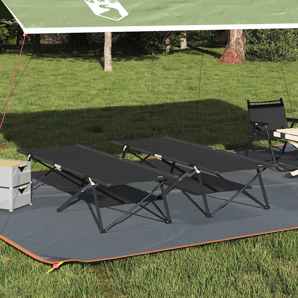 Folding Camping Bed 206 x 76 x 74 cm Oxford and Steel Black 2