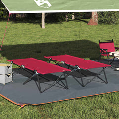 Folding Camping Bed 206 x 76 x 74 cm Oxford and Steel Red 2