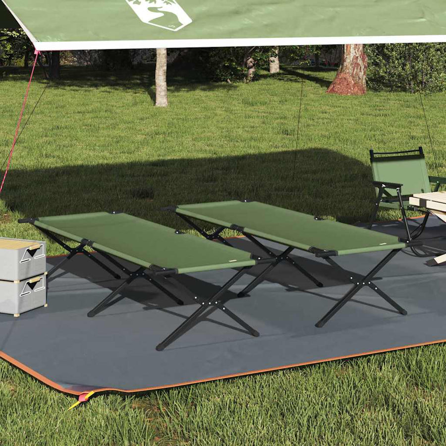 Folding Camping Bed 210 x 80 x 46 cm Oxford fabric 2 pcs Amy yellow