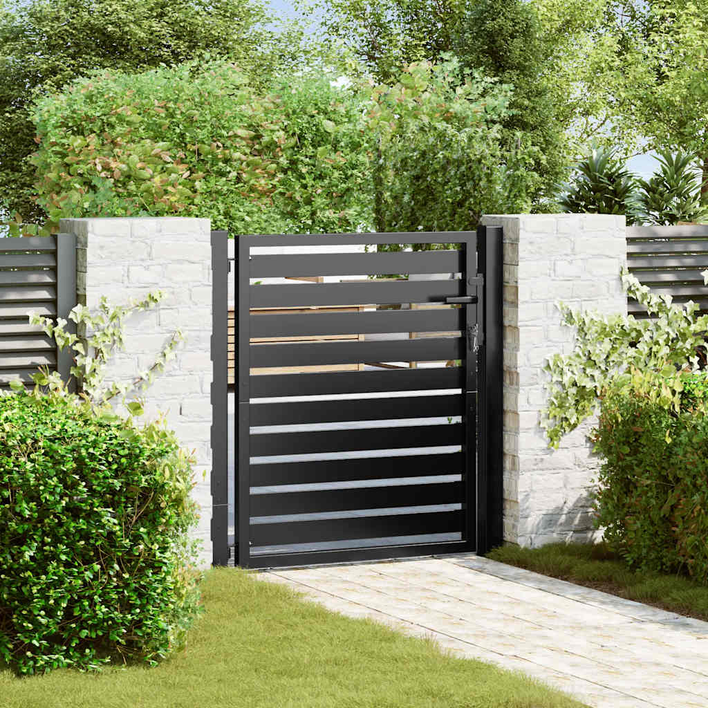 Garden Gate Lockable Black Aluminium 100 x 100 cm