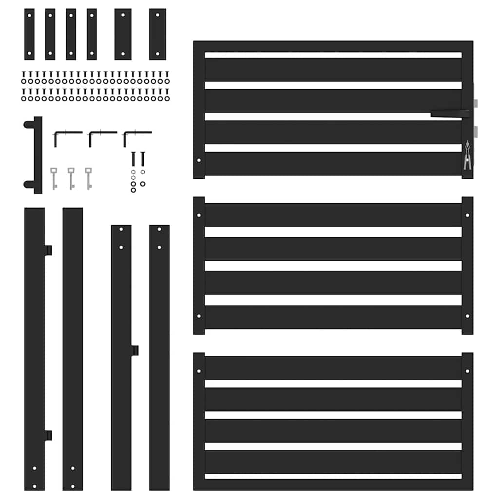Garden Gate Lockable Black Aluminium 100 x 120 cm