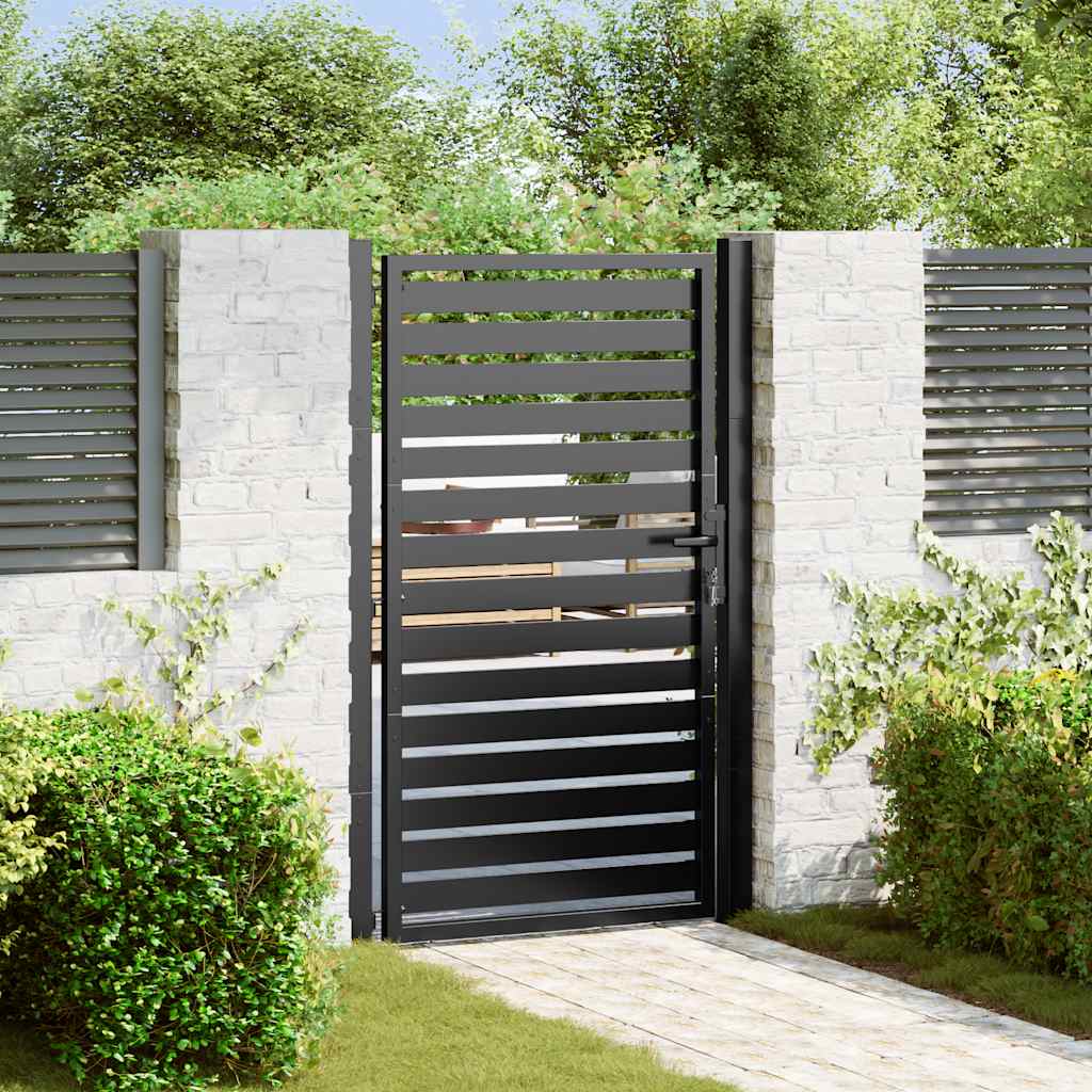 Garden Gate Lockable Black Aluminium 100 x 150 cm