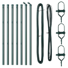 vidaXL Embedded Fence Post 7 pcs Green Powder-Coated Steel 4