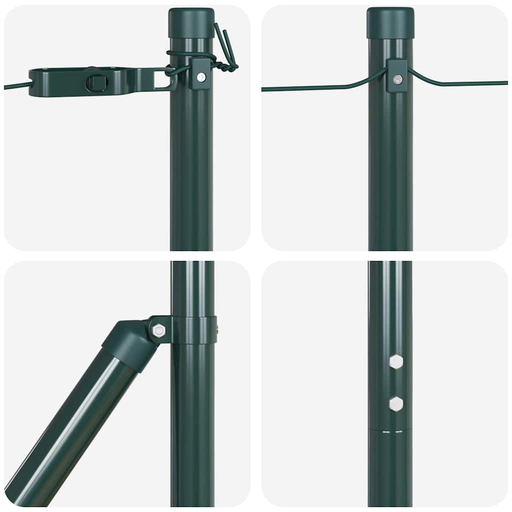 vidaXL Embedded Fence Post 7 pcs Green Powder-Coated Steel 6