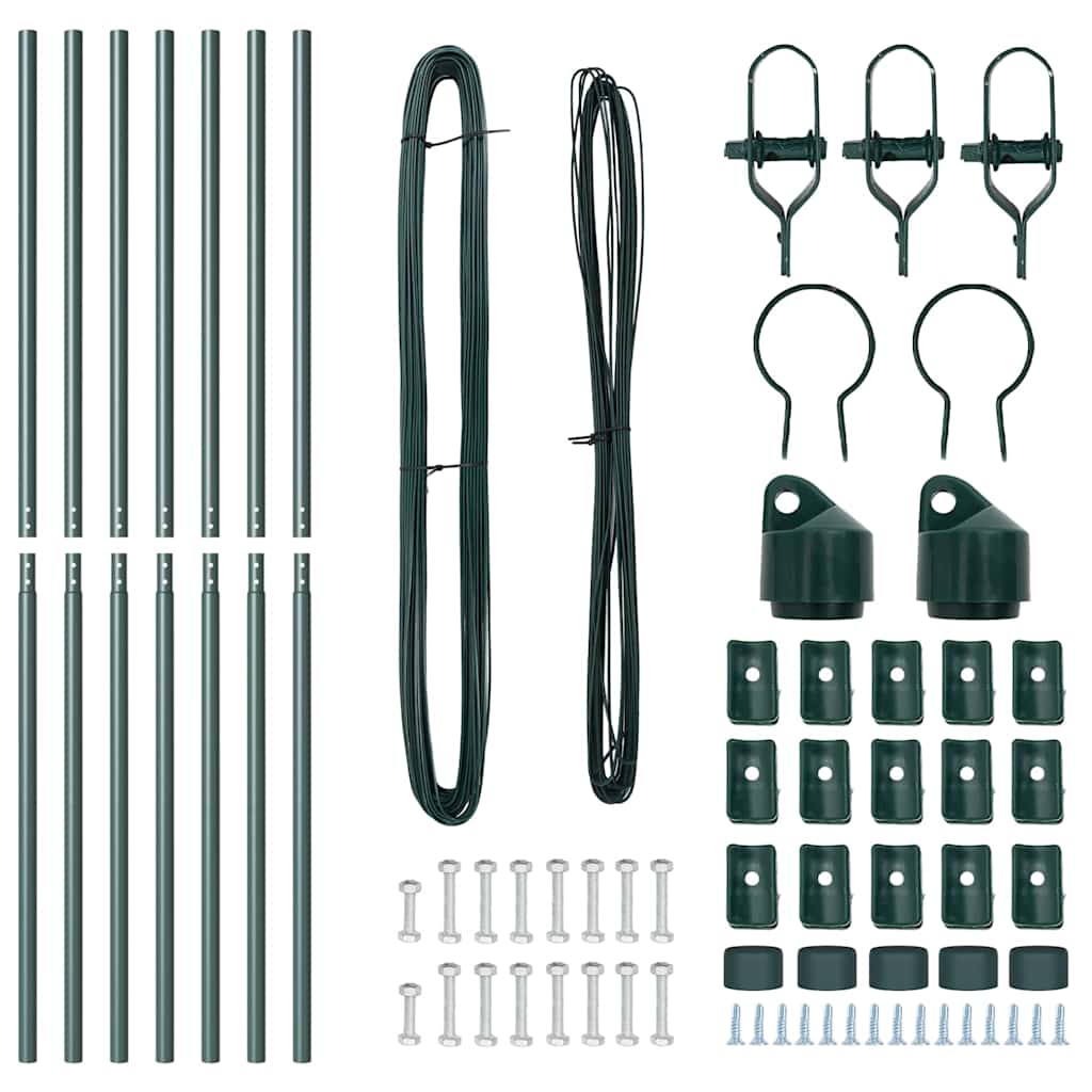 vidaXL Embedded Fence Post 7 pcs Green Powder-Coated Steel 4
