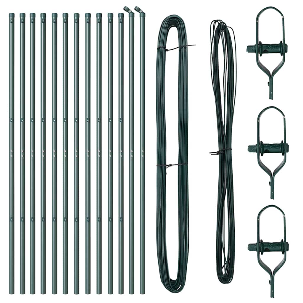 vidaXL Embedded Fence Post 13 pcs Green Powder-Coated Steel 2