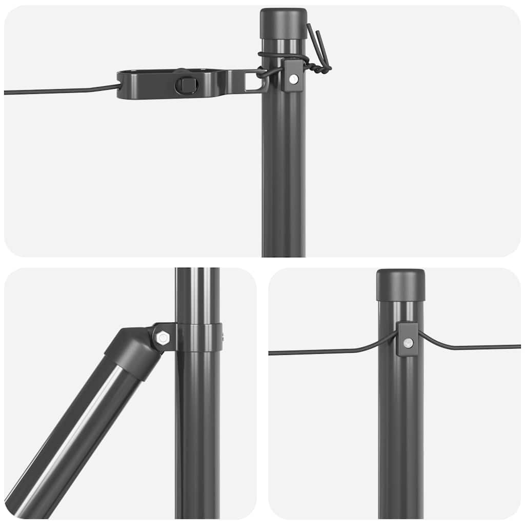 vidaXL Embedded Fence Post 13 pcs Grey Powder-Coated Steel 6