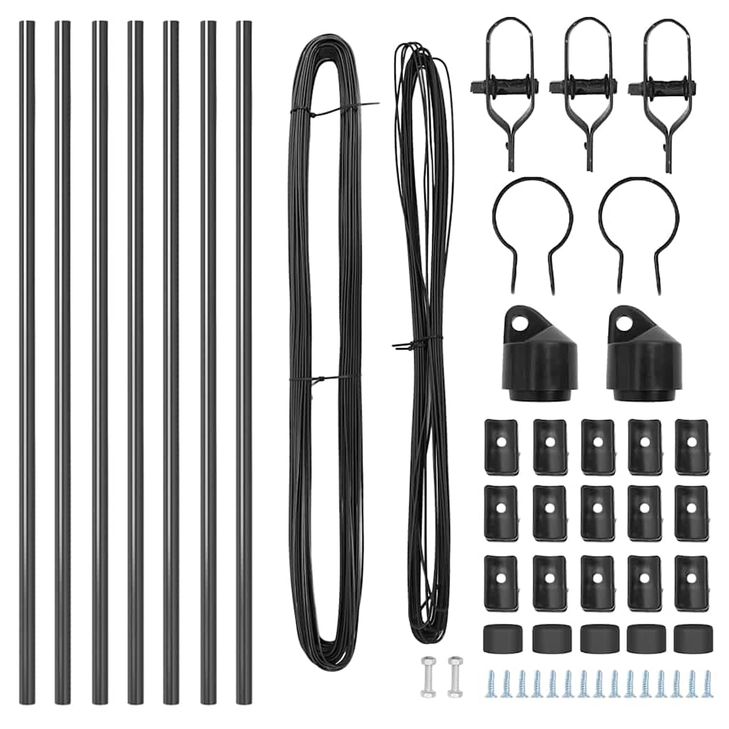 vidaXL Embedded Fence Post 7 pcs Grey Powder-Coated Steel 5