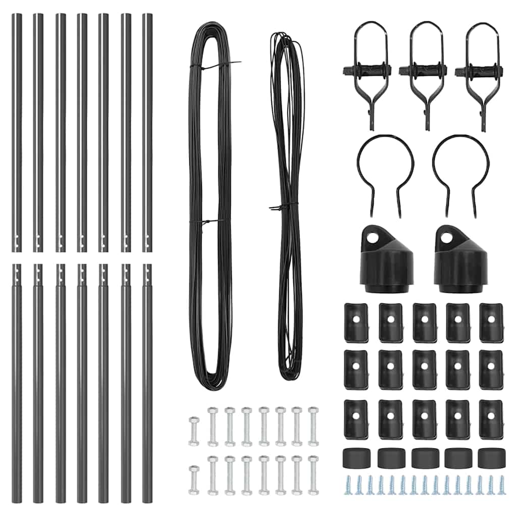 vidaXL Embedded Fence Post 7 pcs Grey Powder-Coated Steel 4