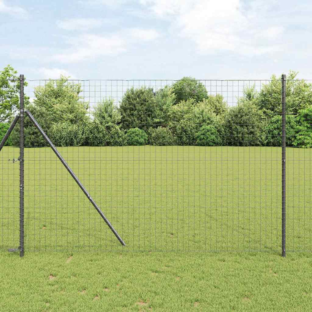 vidaXL Embedded Fence Post 7 pcs Grey Powder-Coated Steel 1