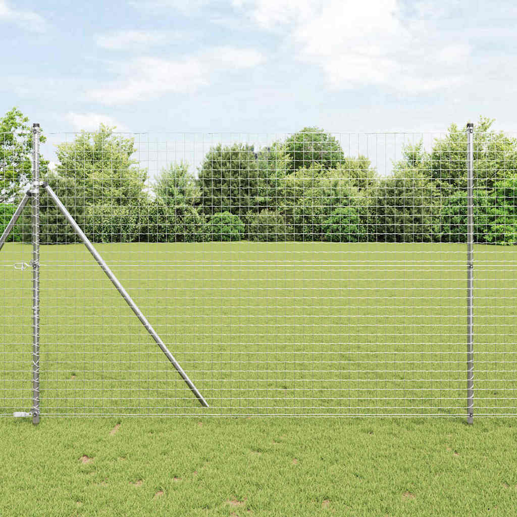 vidaXL Embedded Fence Post 7 pcs Silver Powder-Coated Steel 1