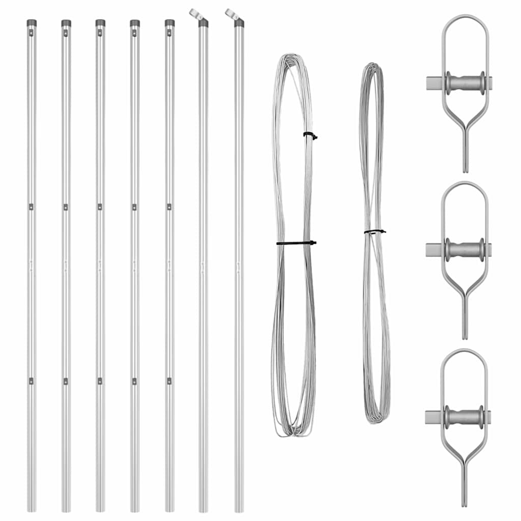 vidaXL Embedded Fence Post 7 pcs Silver Powder-Coated Steel 4