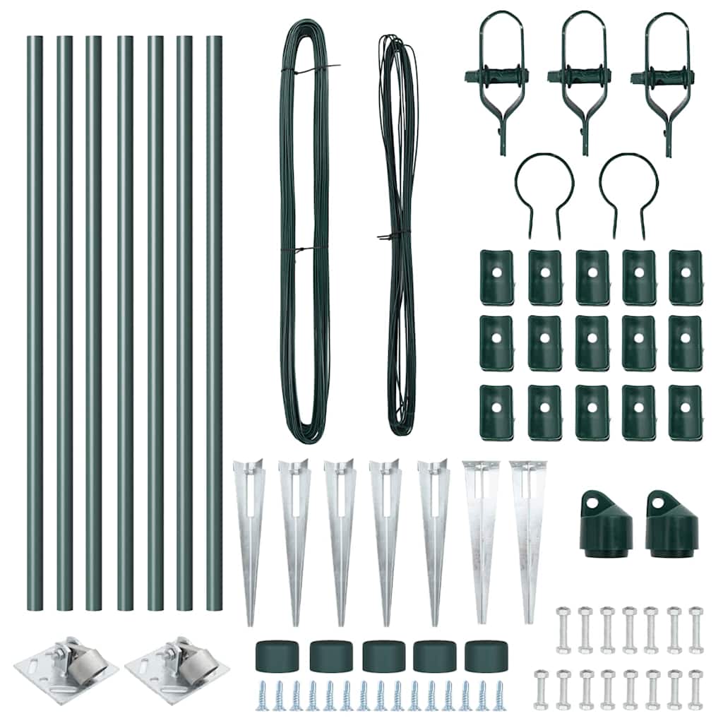 vidaXL Ground Spike Fence Post 7 pcs Green Powder-Coated Steel 5