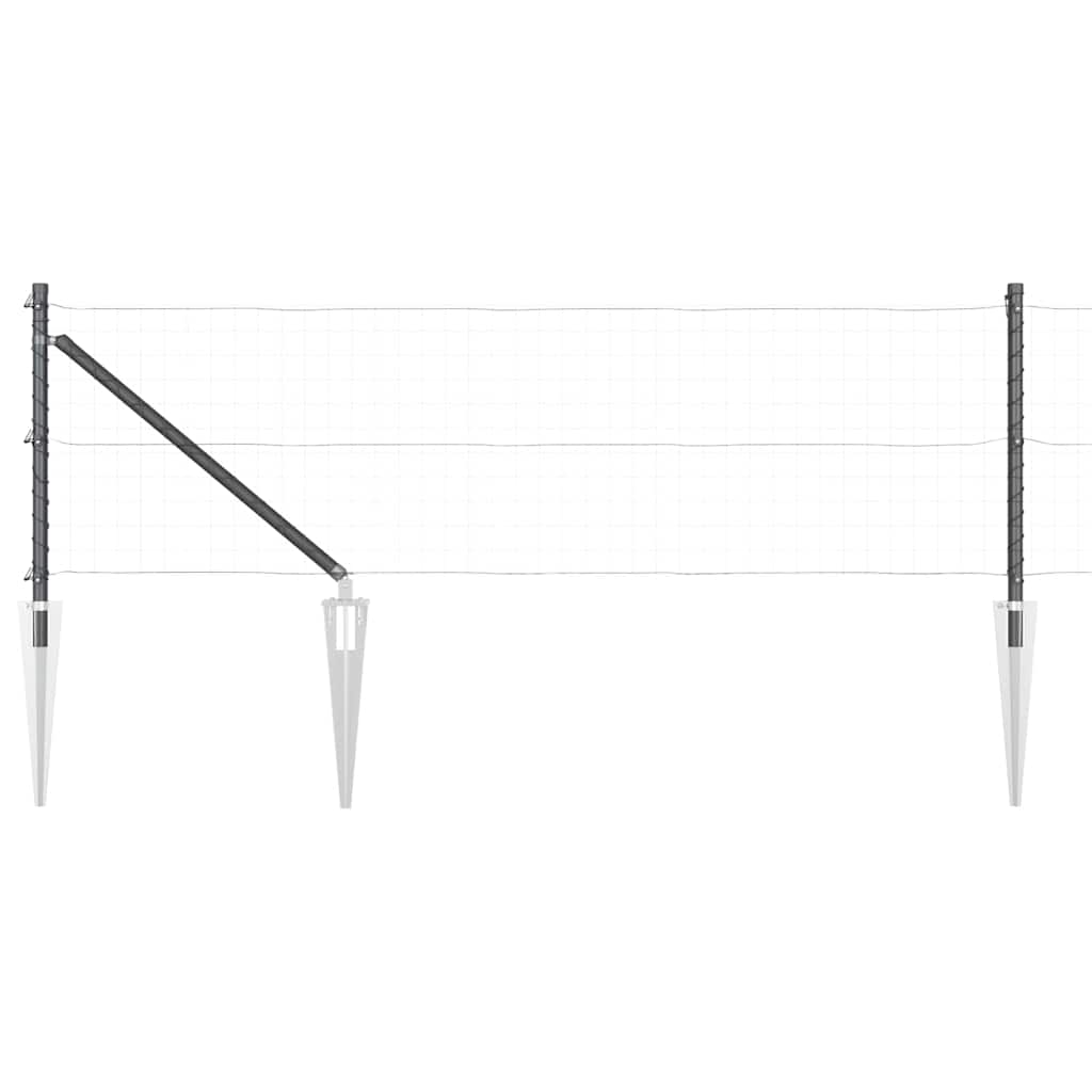 vidaXL Ground Spike Fence Post 7 pcs Grey Powder-Coated Steel 2