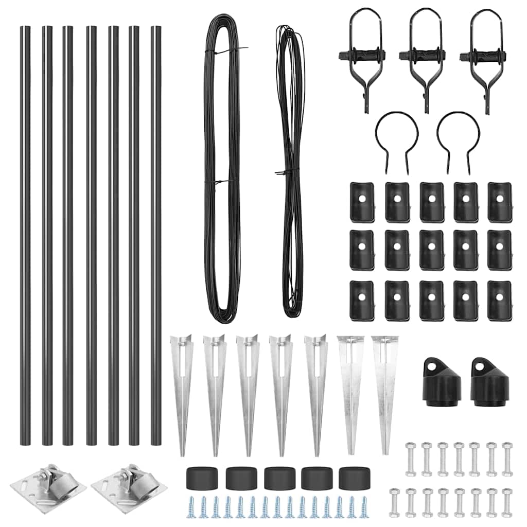 vidaXL Ground Spike Fence Post 7 pcs Grey Powder-Coated Steel 5