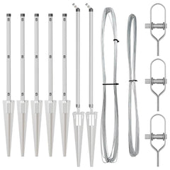 vidaXL Ground Spike Fence Post 7 pcs Silver Powder-Coated Steel 5