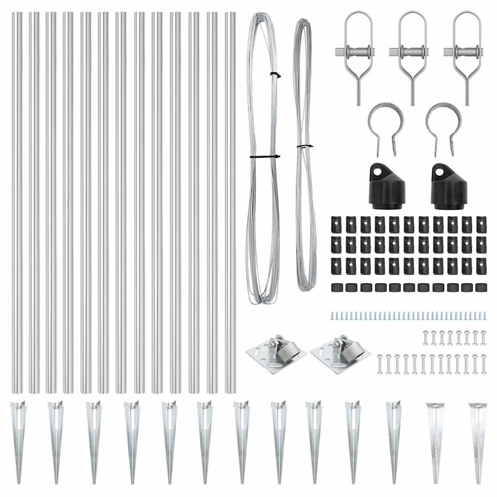 vidaXL Ground Spike Fence Post 13 pcs Silver Powder-Coated Steel 6