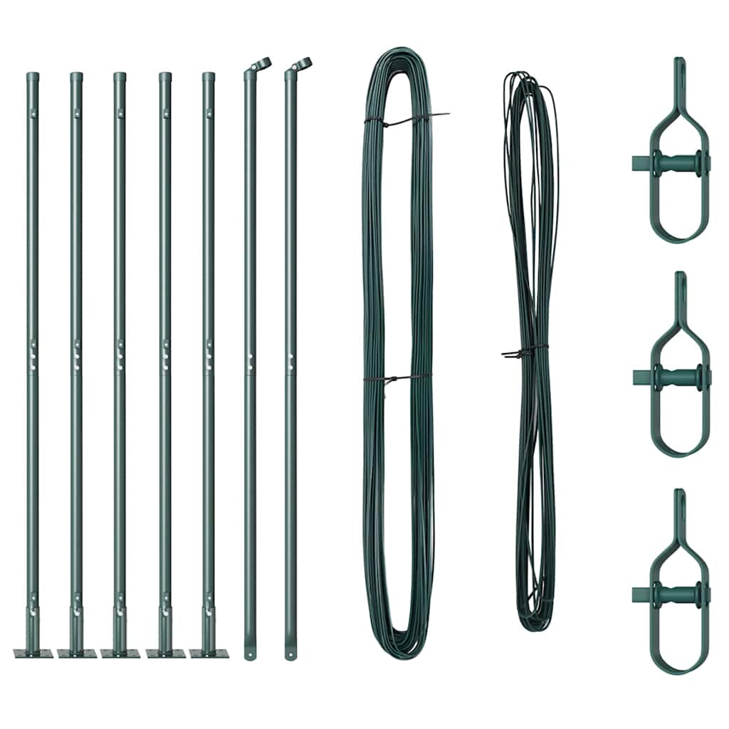 vidaXL Fence Post with Concrete Base 7 pcs Green Powder-Coated Steel 2