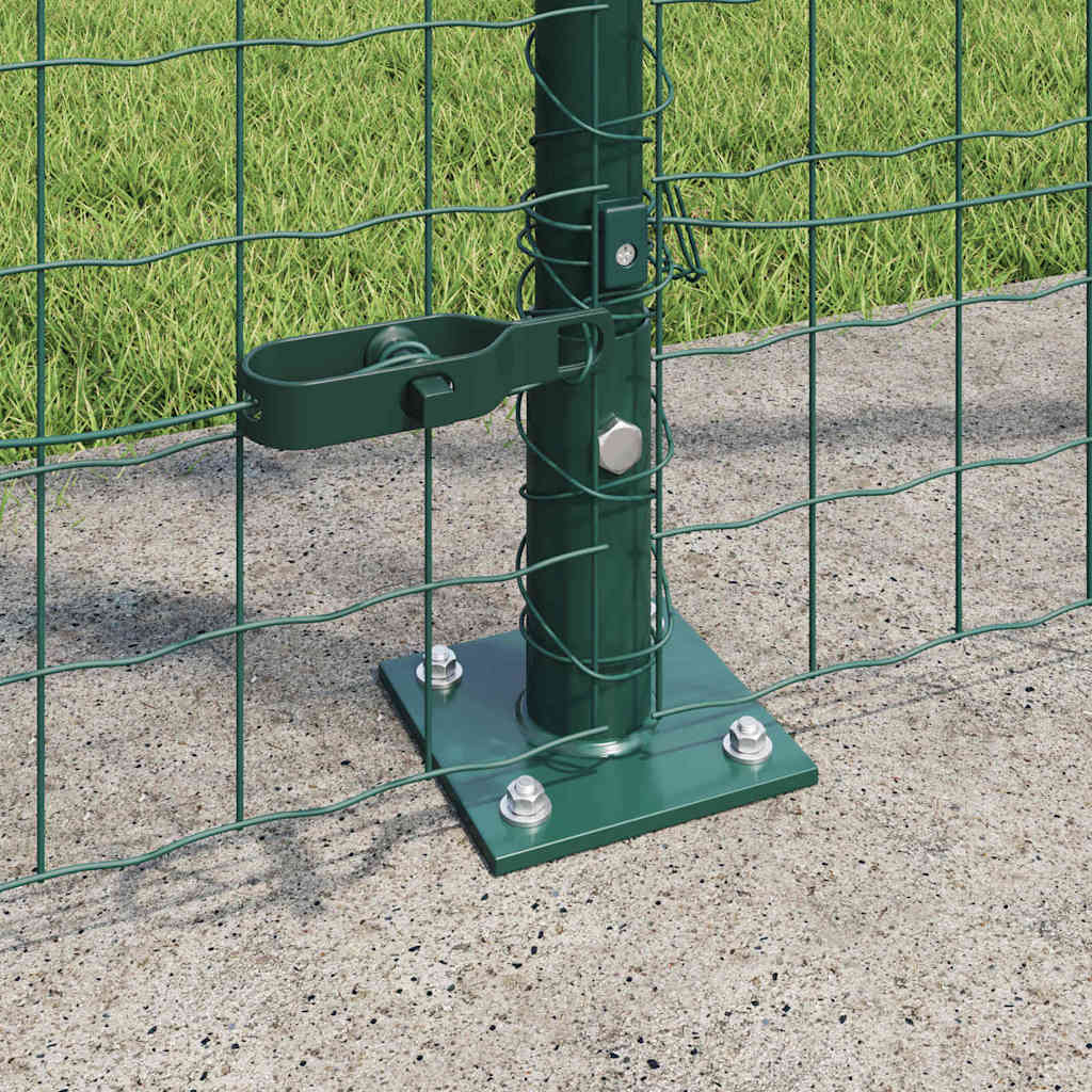 vidaXL Fence Post with Concrete Base 7 pcs Green Powder-Coated Steel 3