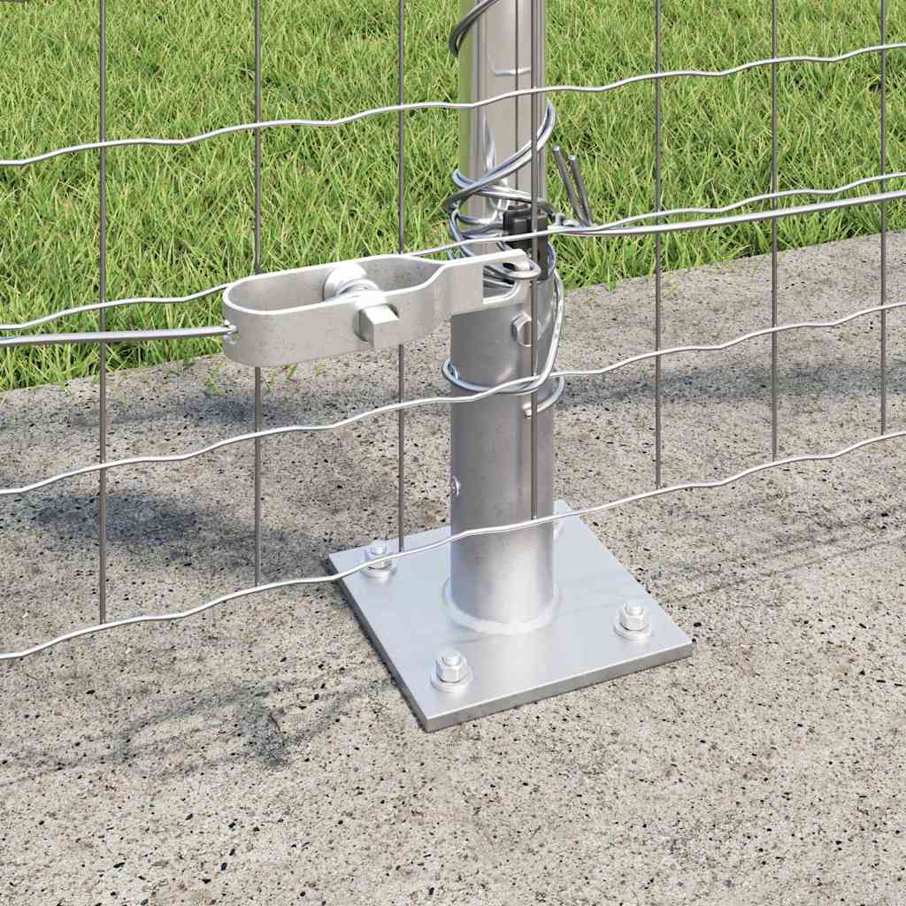 vidaXL Fence Post with Concrete Base 7 pcs Silver Powder-Coated Steel 3