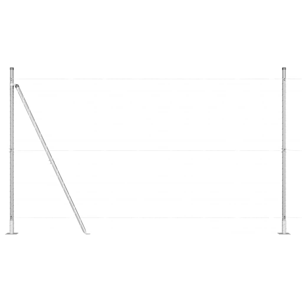 vidaXL Fence Post with Concrete Base 7 pcs Silver Powder-Coated Steel 6