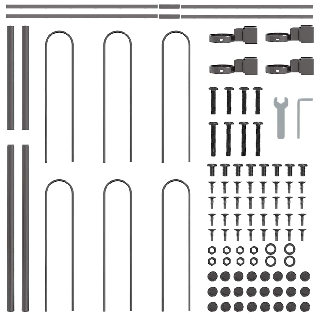 Garden Fence BOXTEL 1.7 x 0.8 m Powder-coated Steel Grey Height 80 cm 170 cm