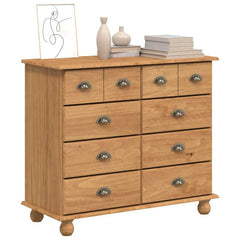 vidaXL Chest of Drawer ASKIM Brown 91 x 40 x 79 cm Solid Pine Wood 3