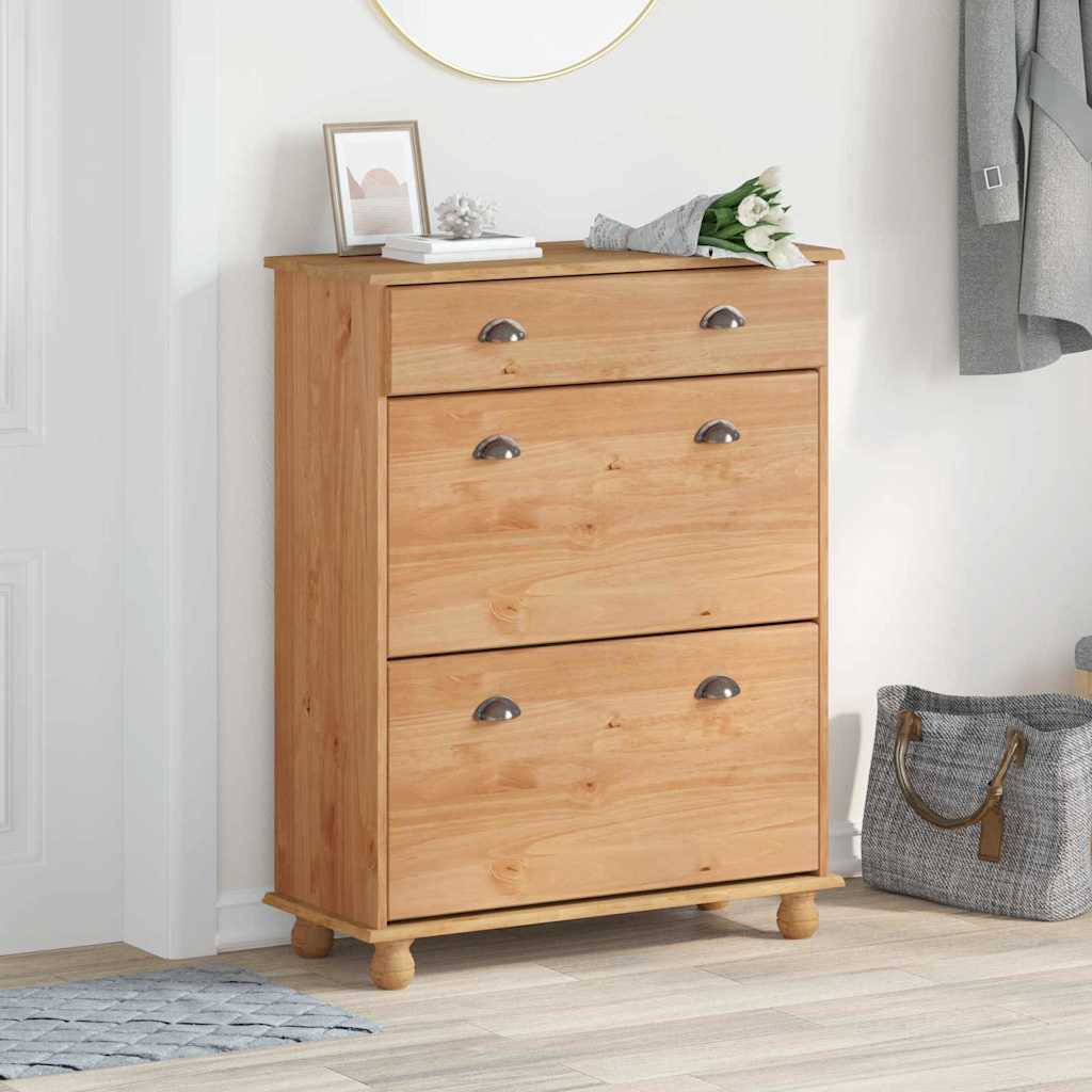 vidaXL Shoe Cabinet ASKIM Brown 85 x 35 x 108 cm Solid Pine Wood 1