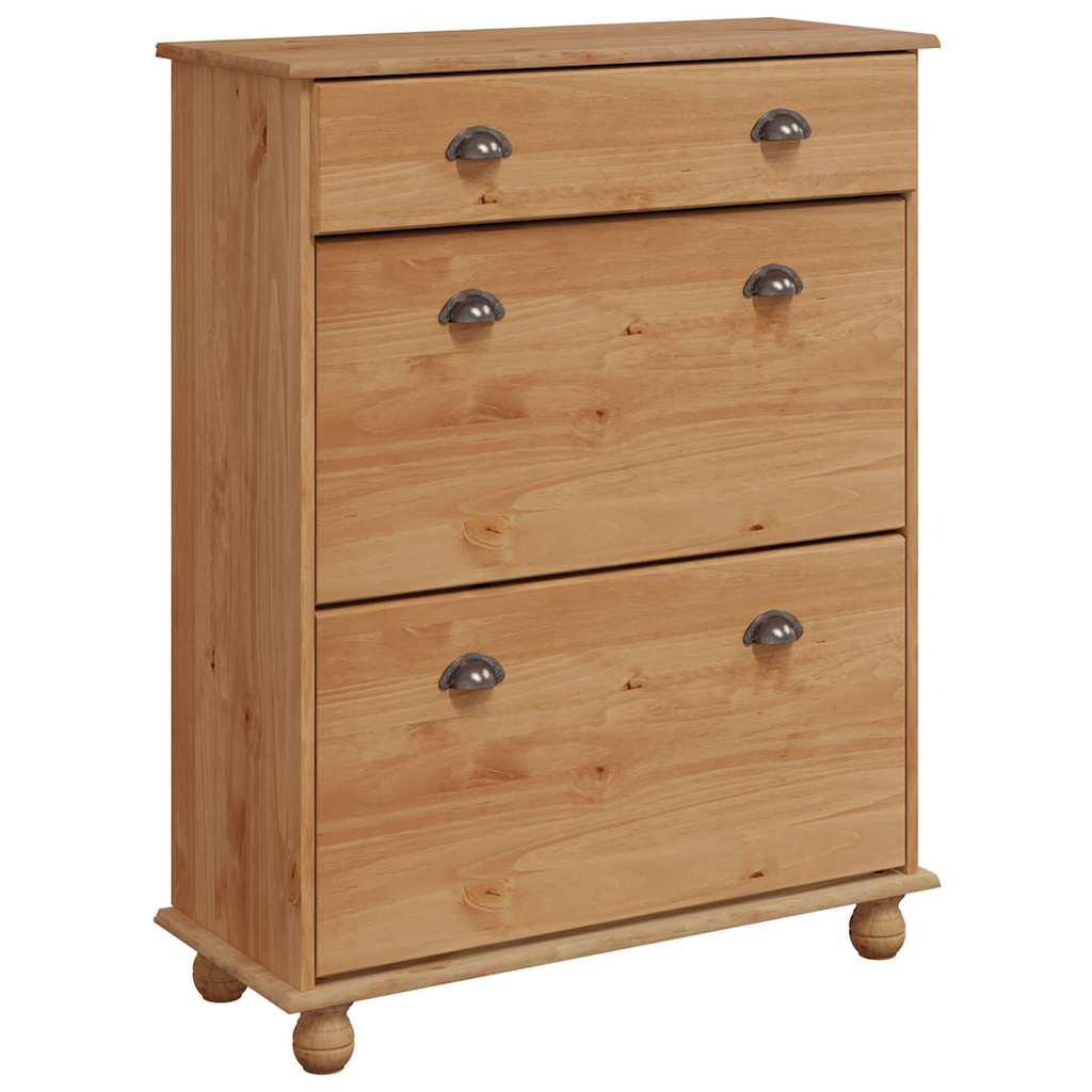 vidaXL Shoe Cabinet ASKIM Brown 85 x 35 x 108 cm Solid Pine Wood 2