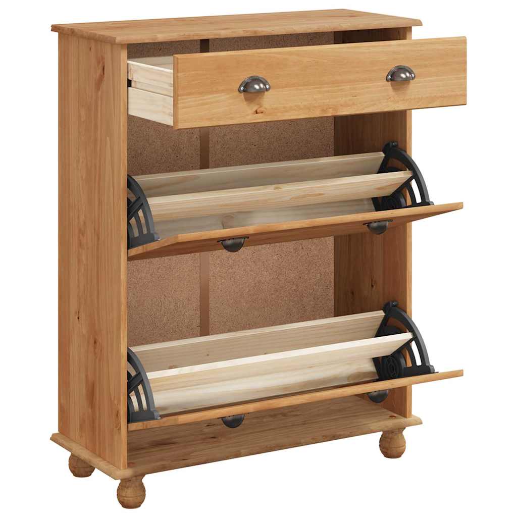vidaXL Shoe Cabinet ASKIM Brown 85 x 35 x 108 cm Solid Pine Wood 5