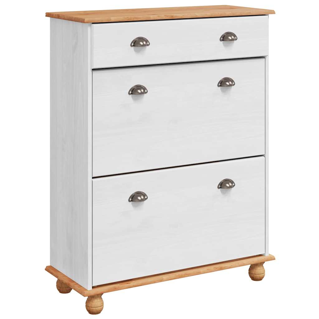 vidaXL Shoe Cabinet ASKIM White 85 x 35 x 108 cm Solid Pine Wood 2