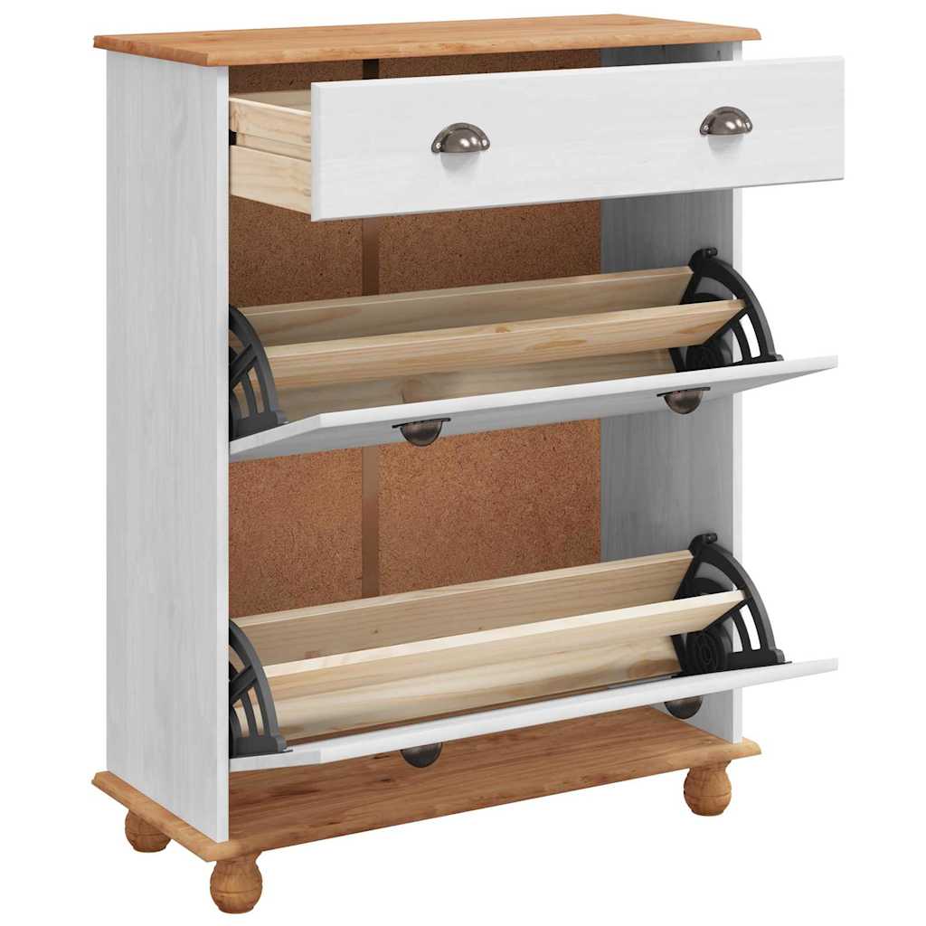 vidaXL Shoe Cabinet ASKIM White 85 x 35 x 108 cm Solid Pine Wood 5