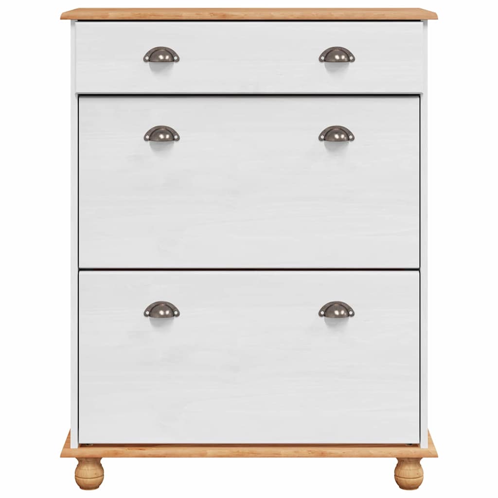 vidaXL Shoe Cabinet ASKIM White 85 x 35 x 108 cm Solid Pine Wood 6