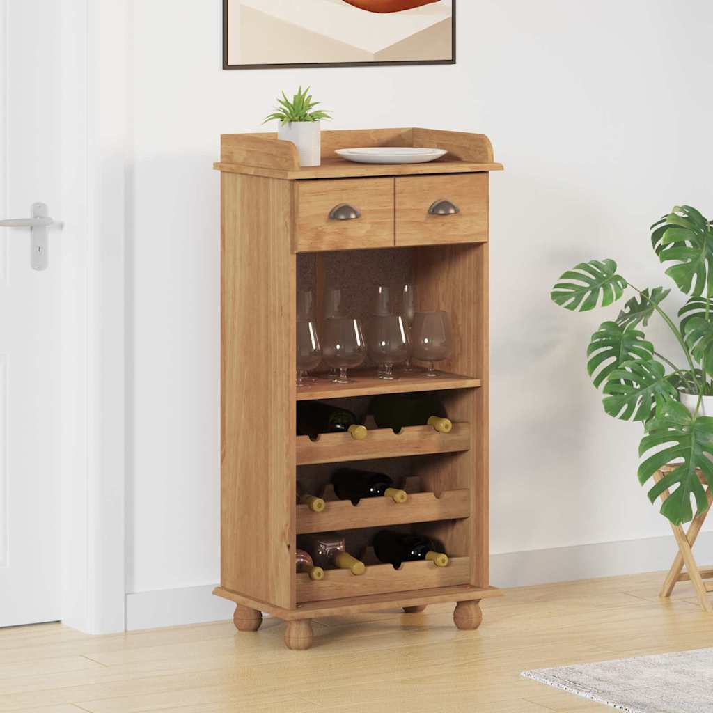 Wine Cabinet ASKIM with Honey Top in Brown