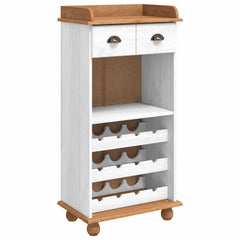 Wine Cabinet ASKIM with Honey Top in White