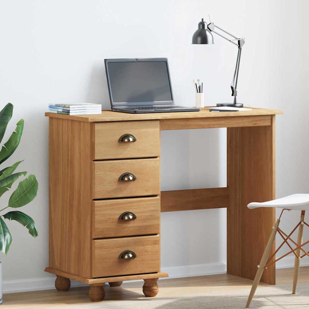Writing Desk ASKIM 95 x 40 x 75 cm Solid Pine Wood Brown