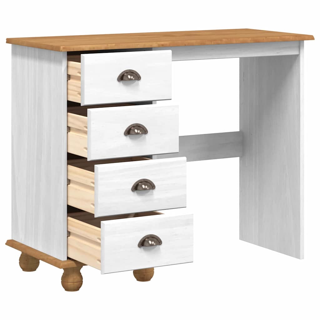 Writing Desk ASKIM 95 x 40 x 75 cm Solid Pine Wood White