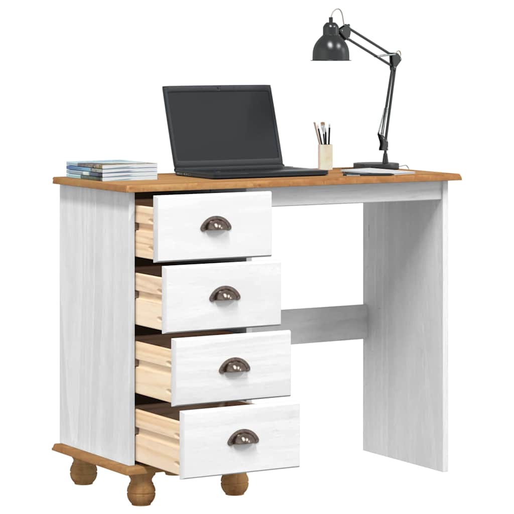 Writing Desk ASKIM 95 x 40 x 75 cm Solid Pine Wood White