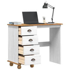 Writing Desk ASKIM 95 x 40 x 75 cm Solid Pine Wood White