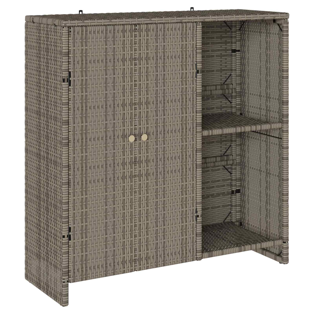 vidaXL Storage Cabinet with Shelf Grey 100 x 36 x 102 cm Rattan 2