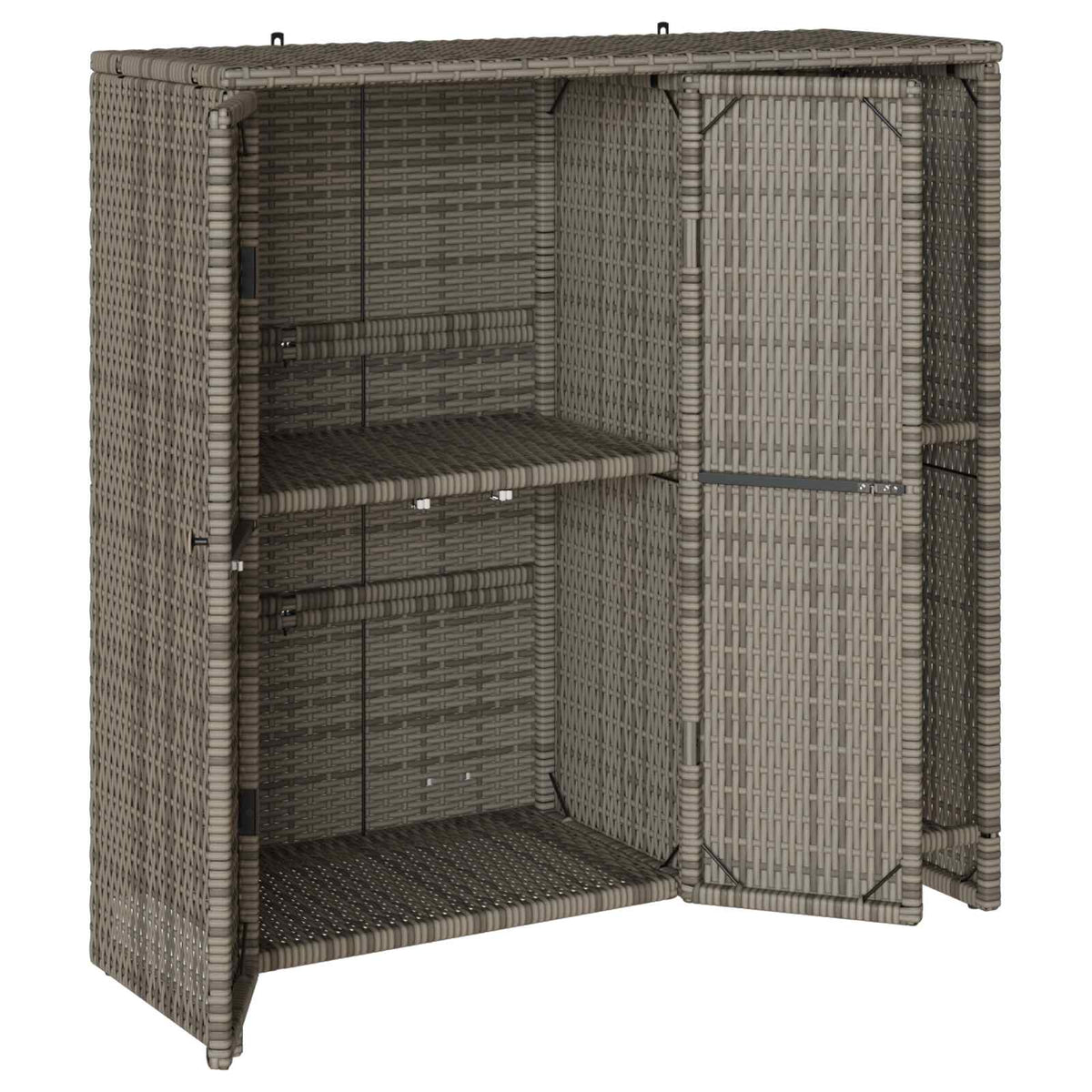 vidaXL Storage Cabinet with Shelf Grey 100 x 36 x 102 cm Rattan 4