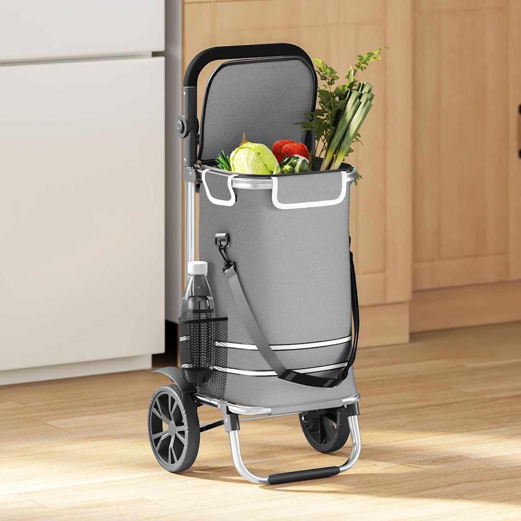 vidaXL Shopping Trolley Grey 36.5 x 46.5 x 100.5 cm Oxford fabric 1