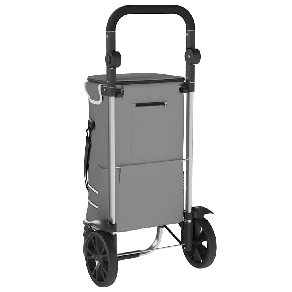 vidaXL Shopping Trolley Grey 36.5 x 46.5 x 100.5 cm Oxford fabric 6