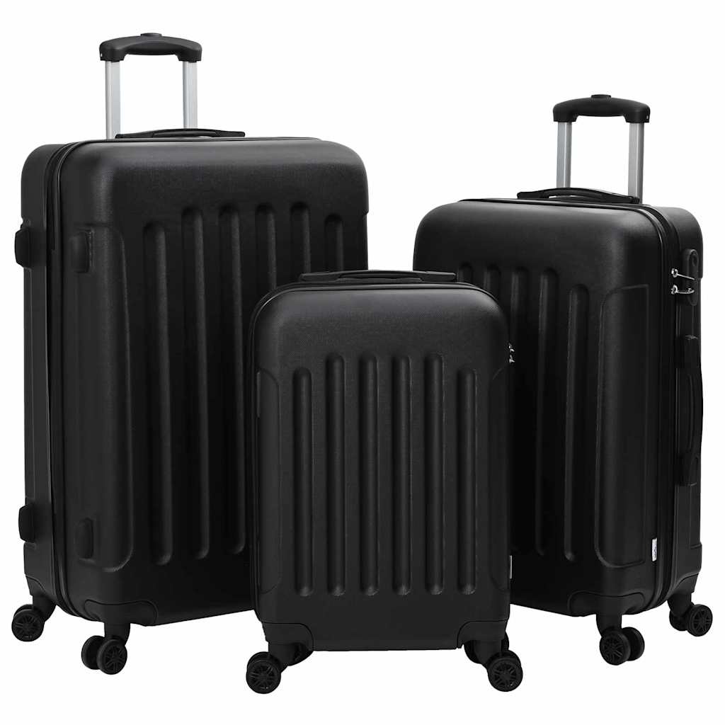 vidaXL Suitcase with Lock 3 pcs Black 50 x 31 x 78 cm ABS Plastic 1