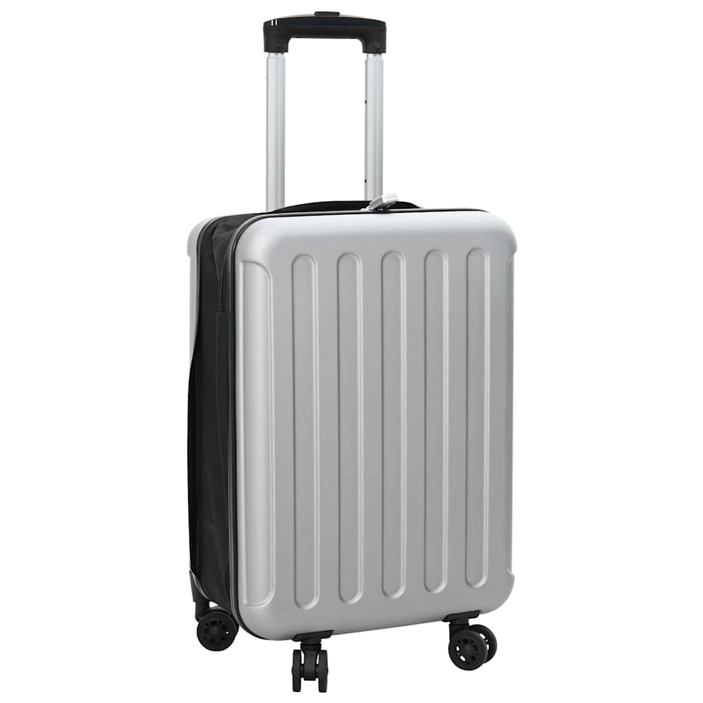 vidaXL Suitcase Folding with Lock Silver 34 x 23 x 55.5 cm ABS Plastic 1