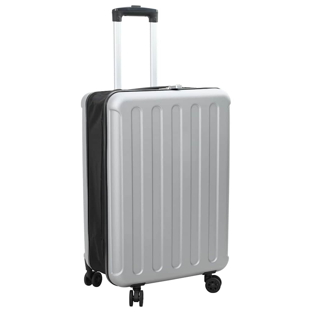 vidaXL Suitcase Folding with Lock Silver 43 x 27 x 66 cm ABS Plastic 1