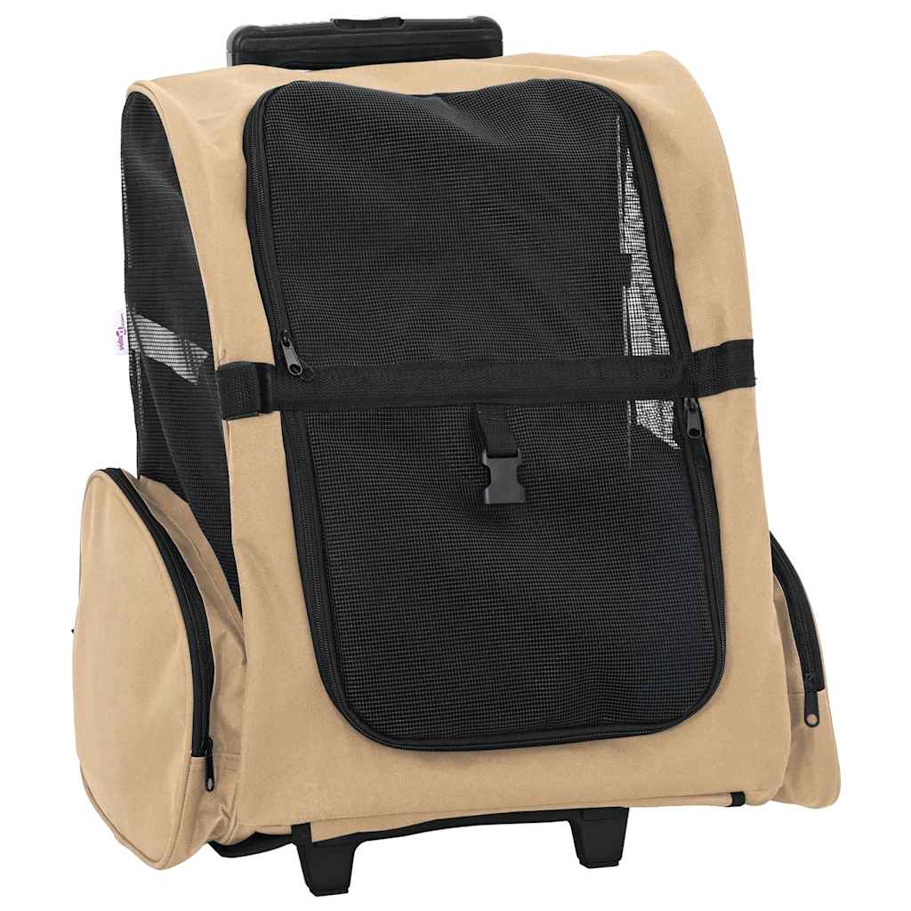 Pet Trolley 3-in-1 Design 48x32x(57-106) Oxford Fabric Sand